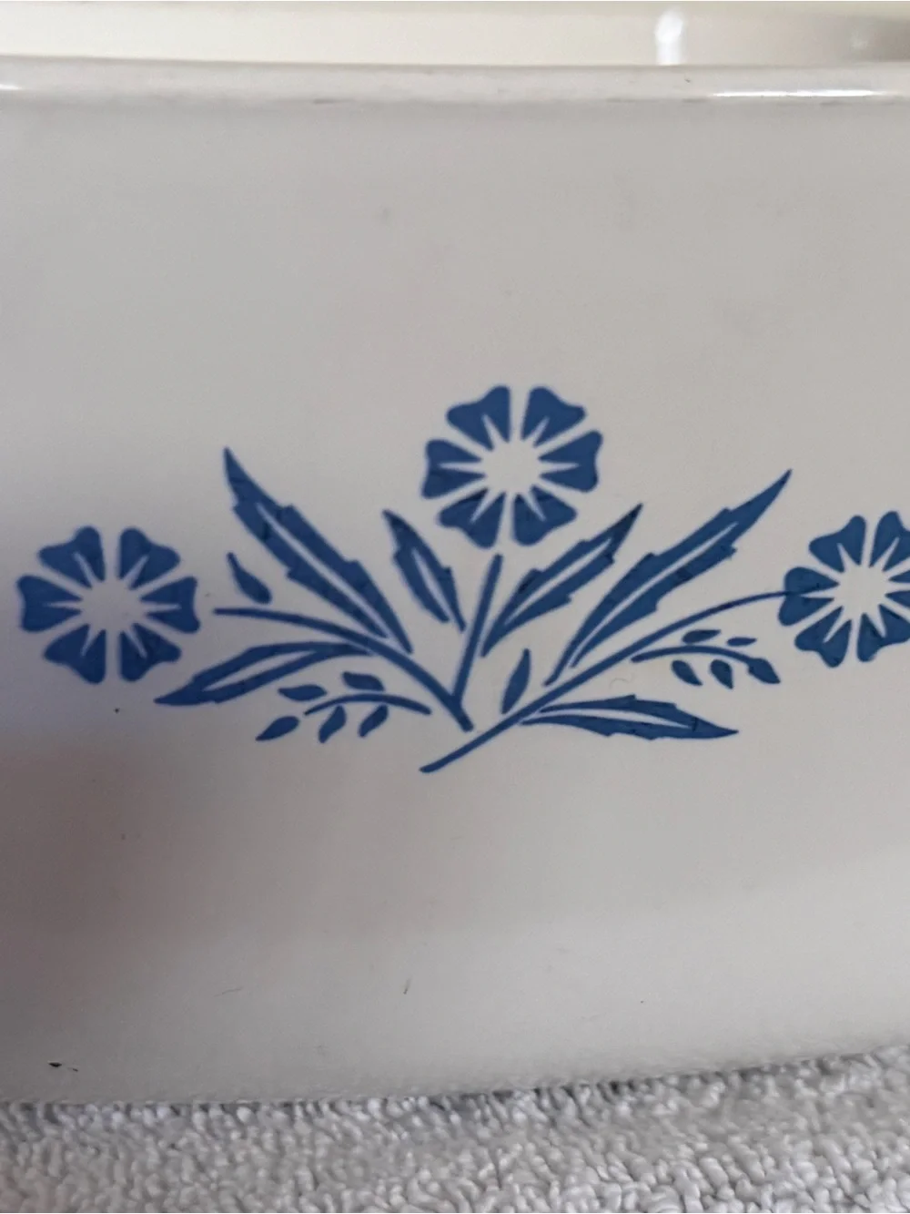 Corningware White Casserole Dishes with Blue Cone Flower Motif
